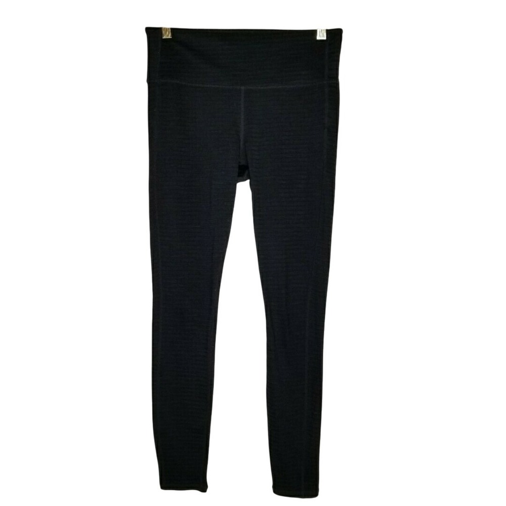 ATHLETA Striped Black Athletic Leggings Women S High Rise Activewear‎ Yoga Pants